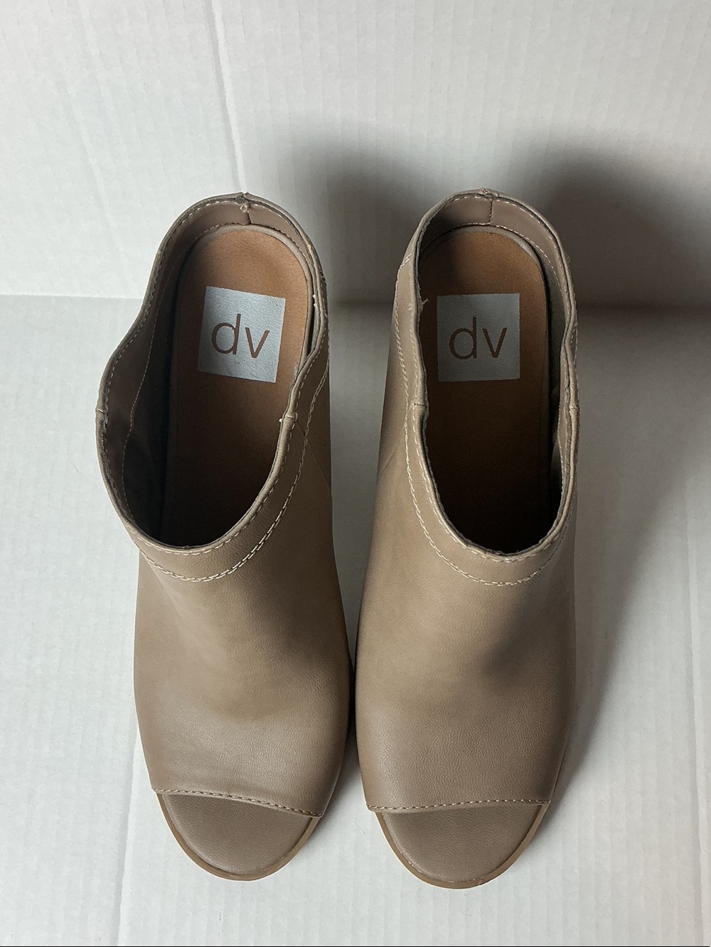 DV by Dolce Vita Taupe Open-Toe Block Heel Booties - Picture 5 of 7